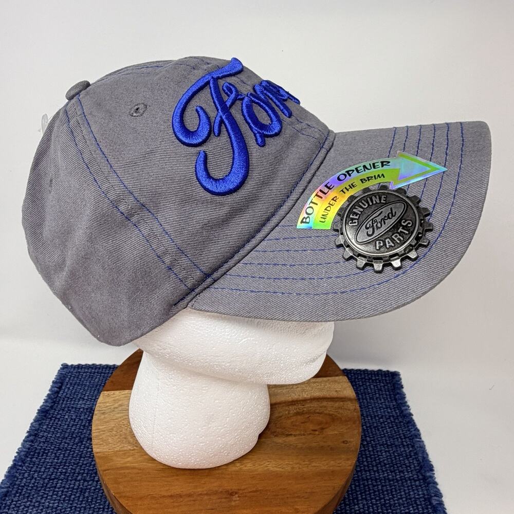 FORD Gray / Blue Embroidered HAT Adjustable with Bottle Opener NEW! Gift
